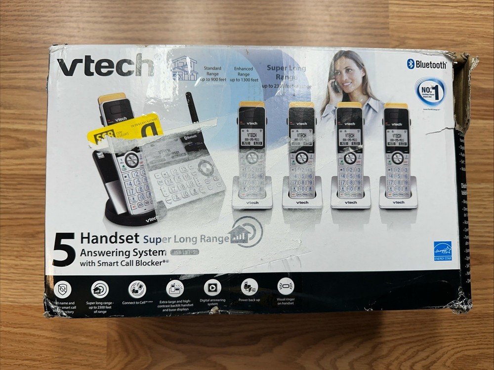 VTech Cordless Phone Answering Machine Bluetooth 5 Handset Super Long Range