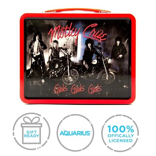 Motley Crue Fun Box - Sturdy Tin Storage Box with Plastic Handle & Embossed