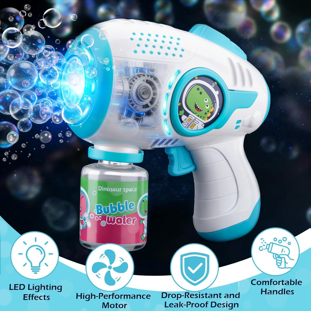 Bubble Guns for Kids 4-8, 2 Pack Automatic Bubble Blaster with LED Light