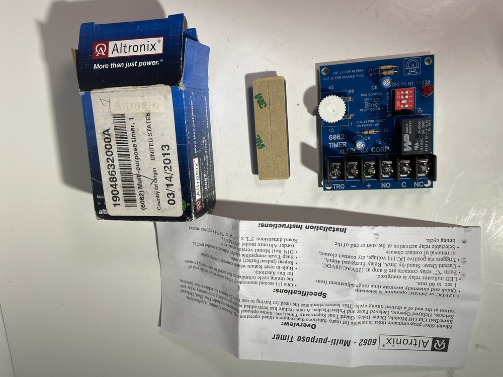 6062 Altronix Multi-Purpose Timer Module 12/24VDC NOS NOB