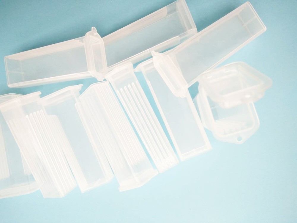 Plastic Rectangle Microscope Glass Holder Slide for 5 Slides (10)