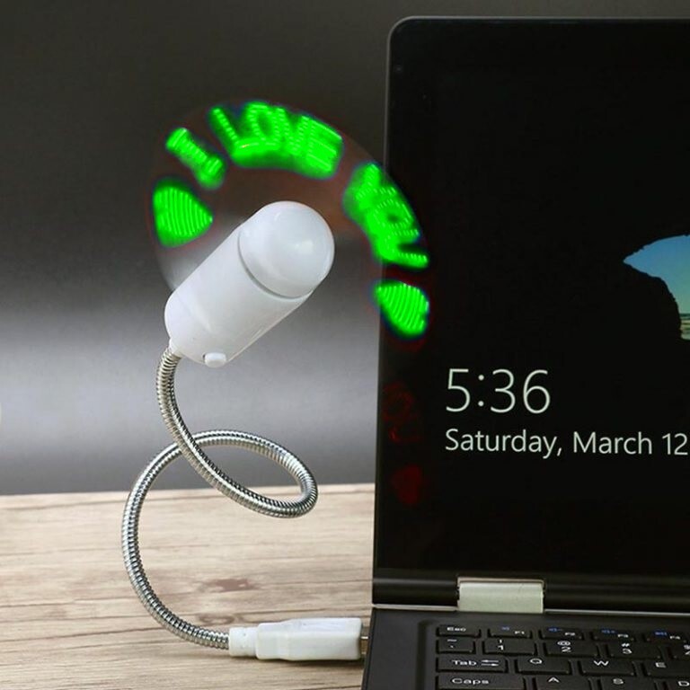 12" USB LED Fan Green Programmable Message
