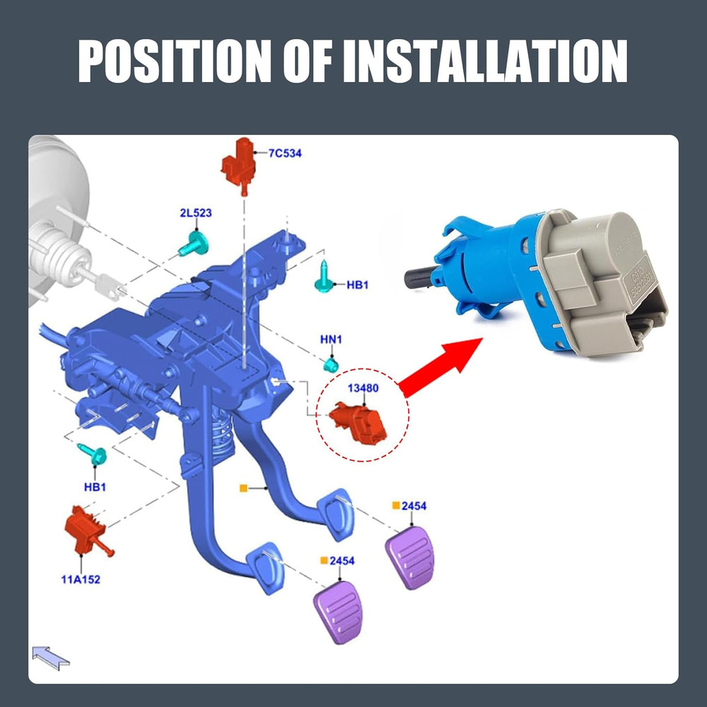 Car Brake Light Switch 4-Pin Modification Switch (Blue & Gray)
