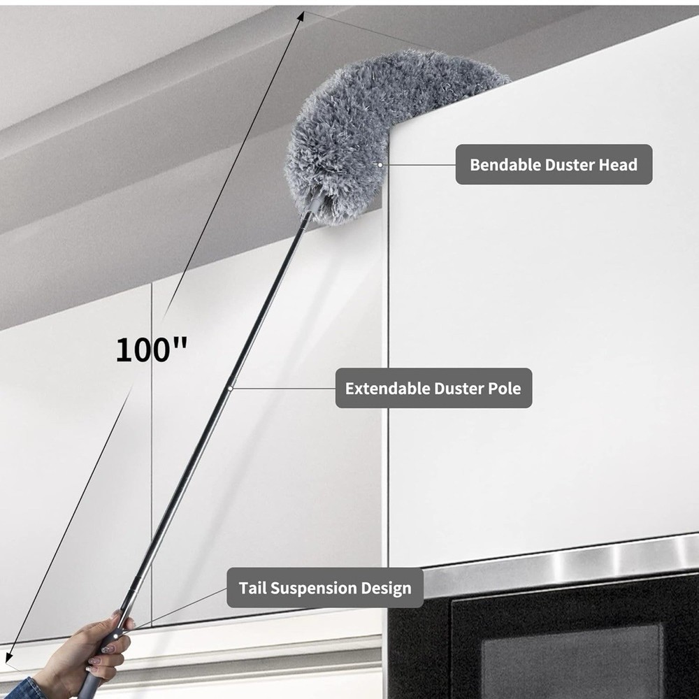 Microfiber Feather Duster 7PCS, Bendable Dusters 100 Inch Extension Pole NEW