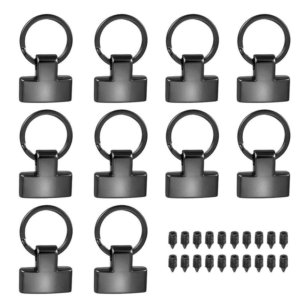 10 Sets Key Fob Hardware with Split Ring Holder for Car Keychain, Light Black