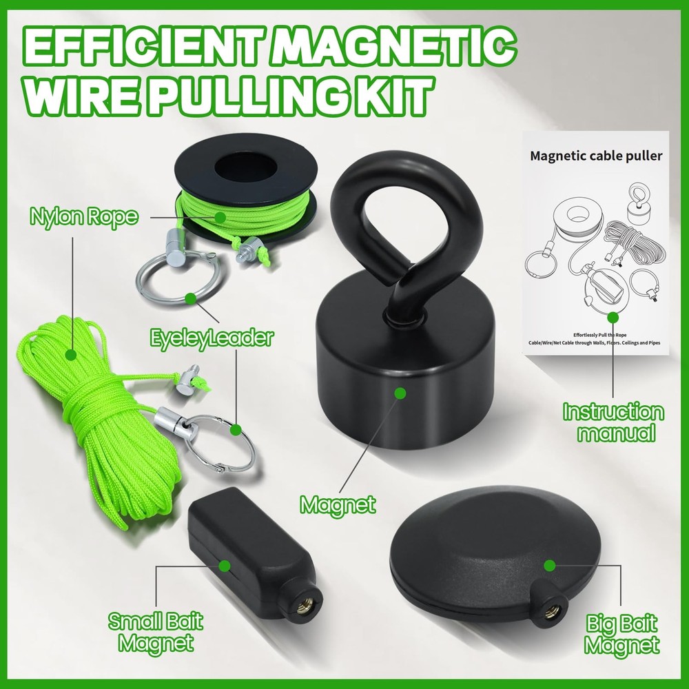 DTLHCNCT Magnetic Wire Puller Kit - Wiremag Kit, Black