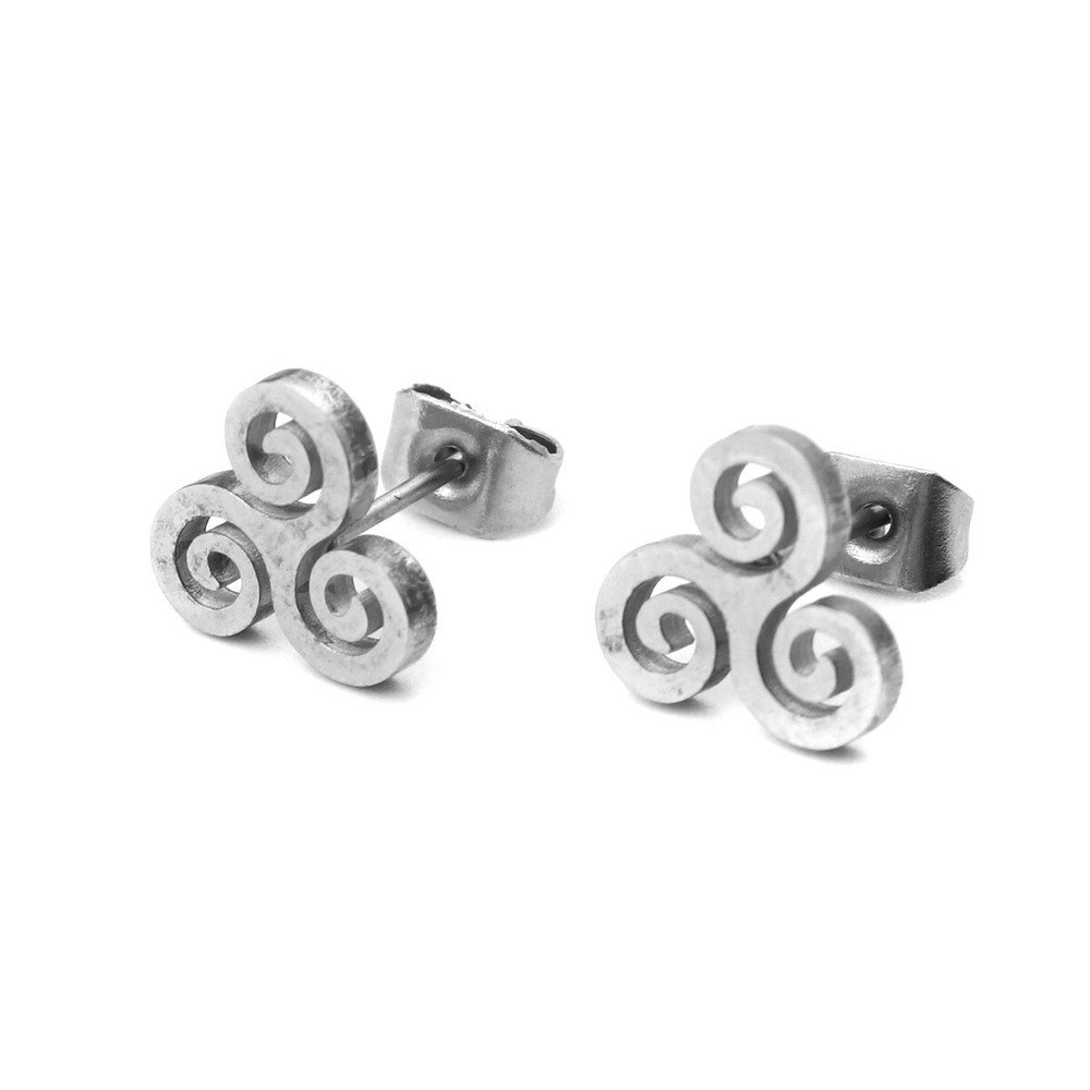 Stainless Steel Celtic Triskelion Studs 9mm