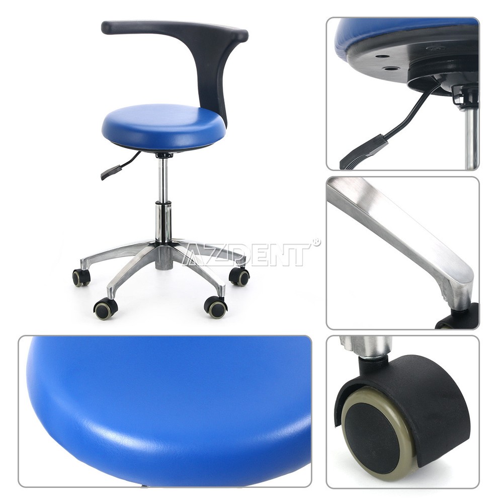 Dental Mobile Assistant Stool & Folding Exam Chair with LED Light PU Leather