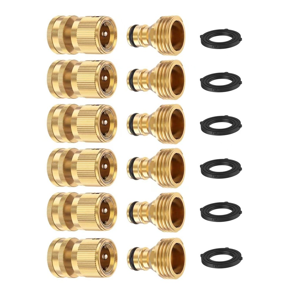 Garden Hose Quick Connectors, Solid Brass 3/4 Inch Thread Fitting, Water Hose...