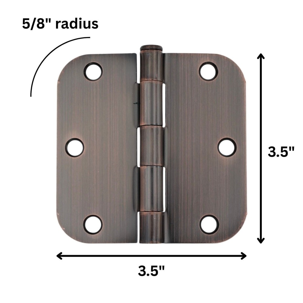 Warwick 3 Pack 3 1/2" Door Hinge 5/8" Radius Corner Bronze DA3012BZ