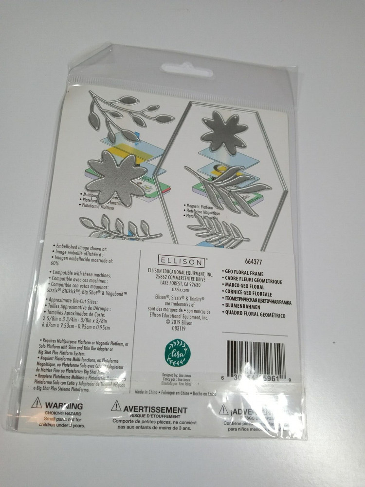 Sizzix Thinlits Dies Geo Floral Frame by Lisa Jones 12 Dies #664377 NEW