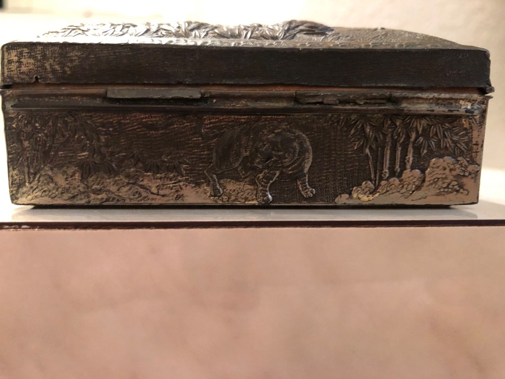 antique japanese silver plated box