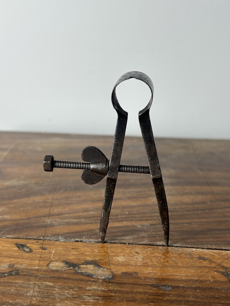 Mid-19th C. Spring Steel Draftsman’s Compass Divider, 9.5cm Antique Tool