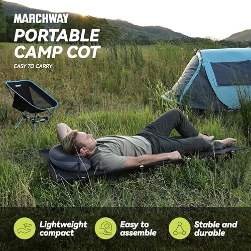 Lightweight Folding Tent Camping Cot Bed with Lever Lock, Easy Setup Black