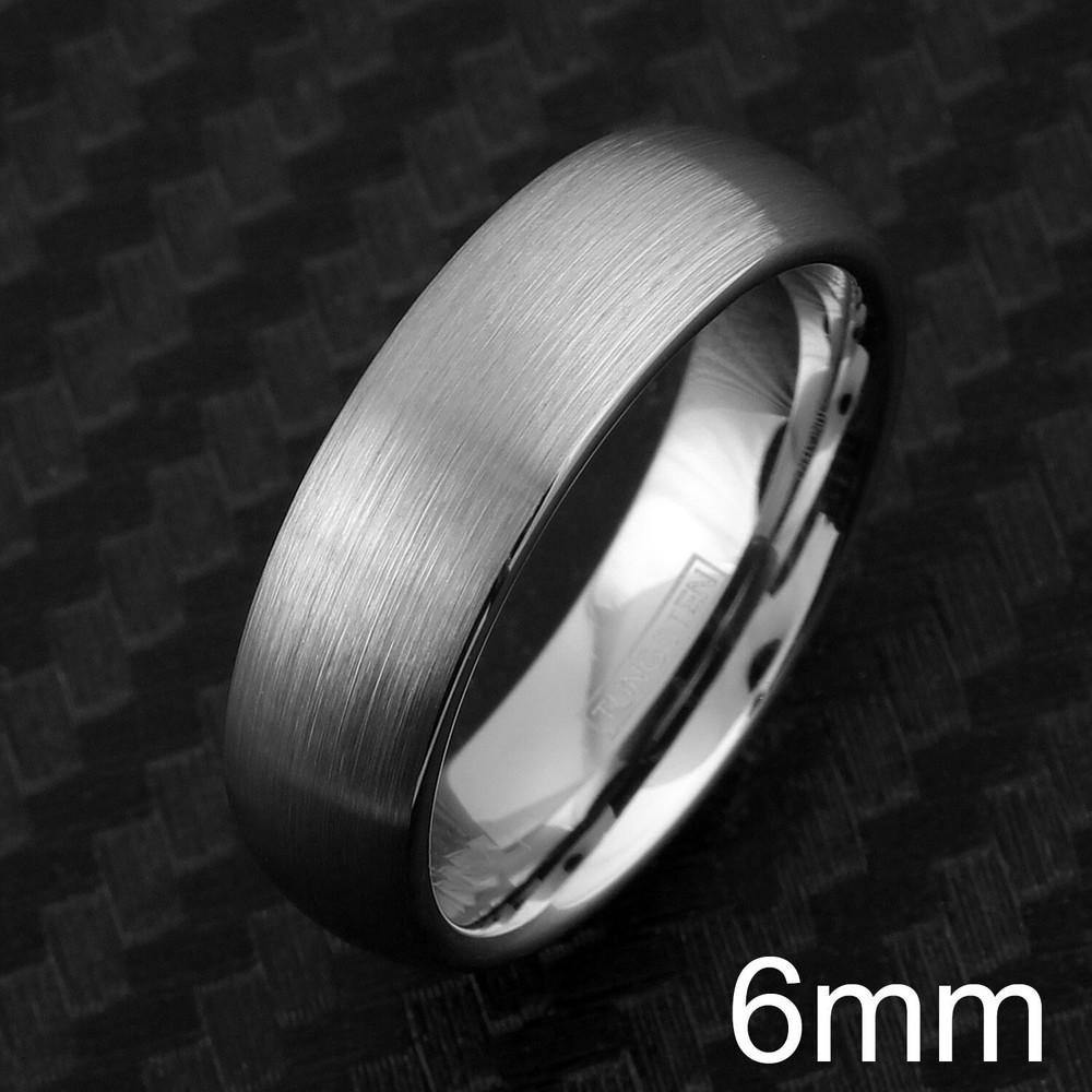 Engraved 4/6/8mm Silver Brushed Tungsten Plain Men's Wedding Band Ring