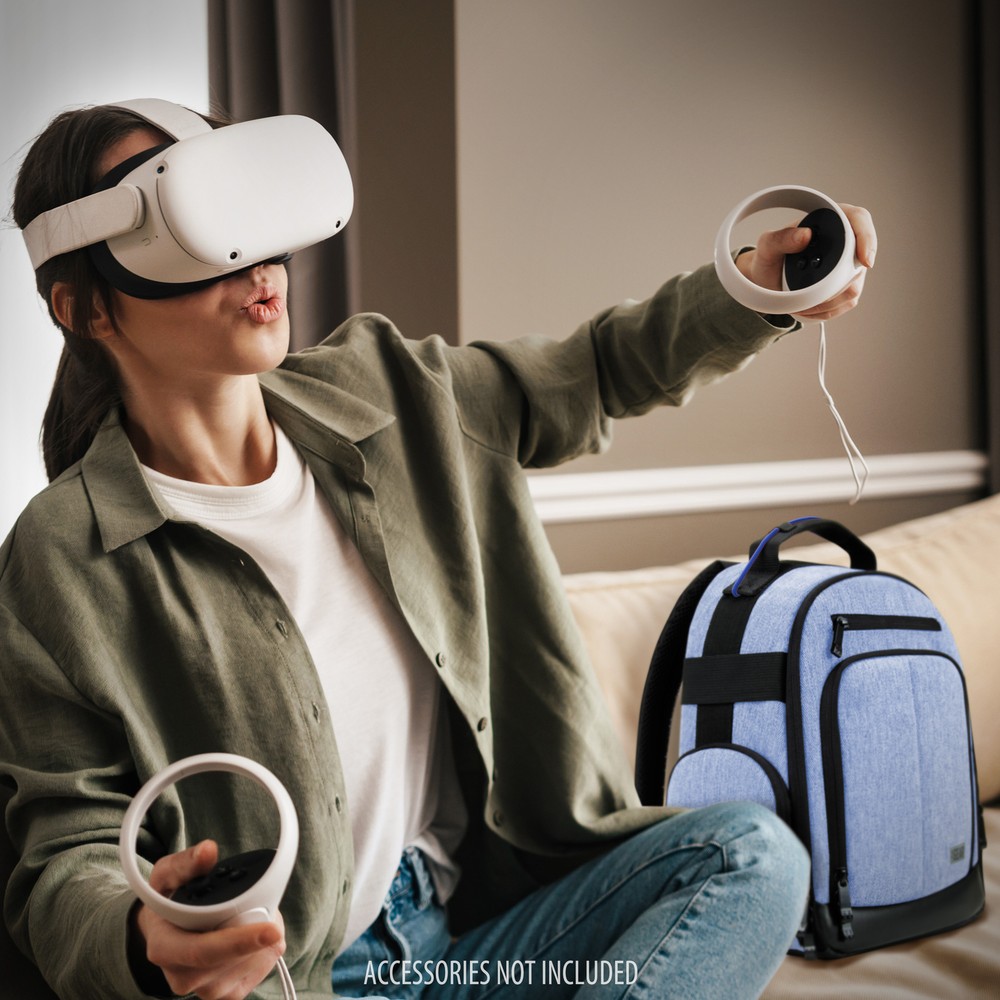 USA GEAR Backpack for VR Headset Compatible with Oculus Quest 2 Gaming Headset