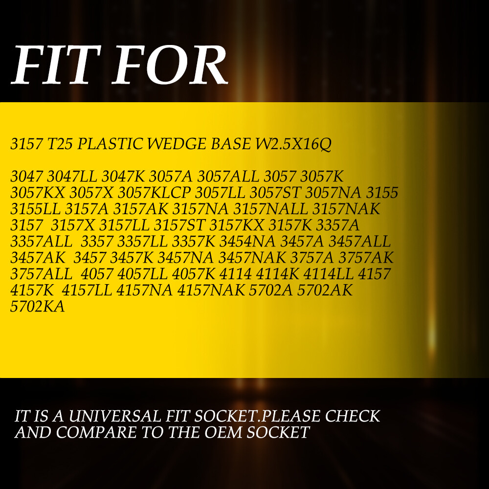 4PC 3457 3157 Universal Pigtail Wire Socket Two Harness Front Turn Signal Light