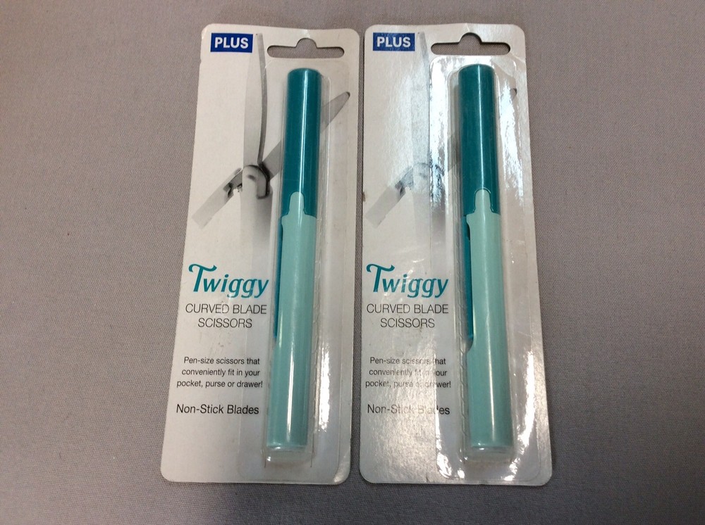 2-Pack TWIGGY PLUS Pen Compact Scissors Non-Stick Spring 35-650 Curve Blade