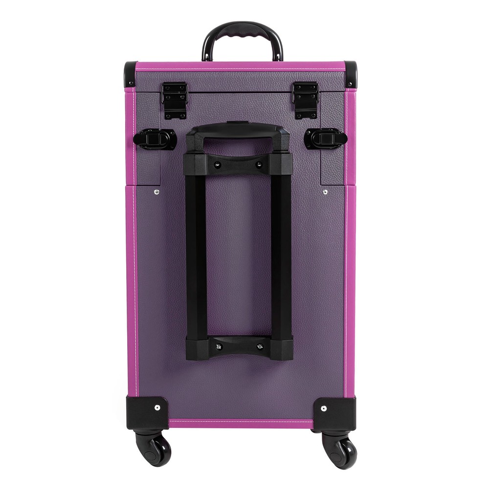 Portable Rolling Makeups Train Case Lockable Cosmetic Storage Organizer Trolley