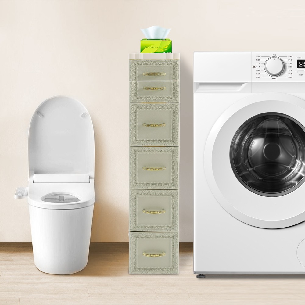 5-layer three-dimensional embossed pattern storage cabinet 18x32x84- green, PP.