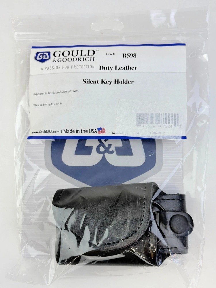 Gould & Goodrich B598 PLAIN Black Leather Silent Key Holder HOOK & LOOP CLOSURE