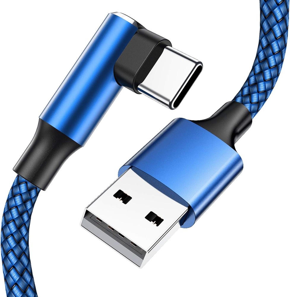 USB C Cable 90 Degree Right Angle[2Pack 10FT], A to Type C Nylon Blue