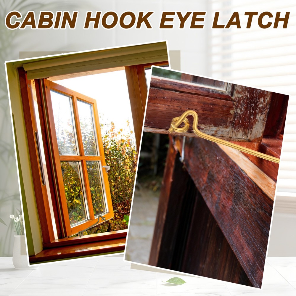 2Pcs Cabin Hook Eye Latch, 3" Solid Brass Eye Latch Hook with Screws, Bronze