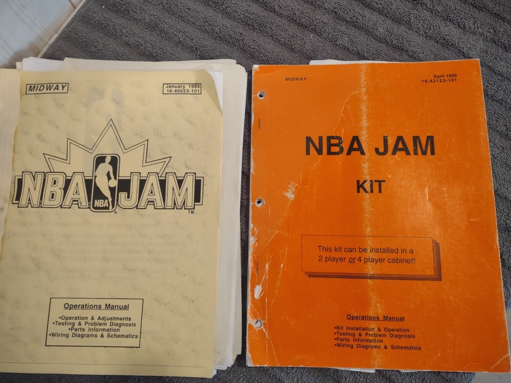 1993 NBA JAM Kit Basketball Arcade Machine Operation Manuals Problem Diagnostics