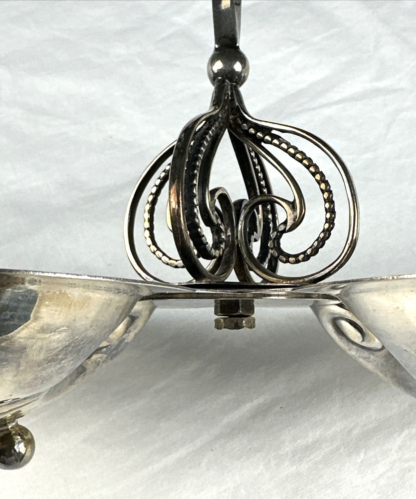 VTG Large Double Shell Serving Dish w/Handle Silverplate Giovanni, Free Ship