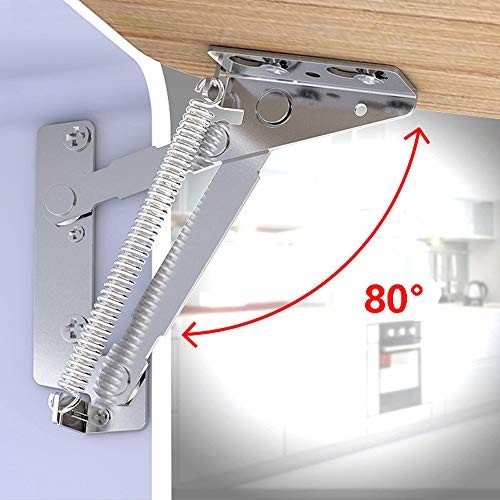 2 Pieces 80 Degree Foldable Lifting Bracket, Black Spring Hinges are Silver