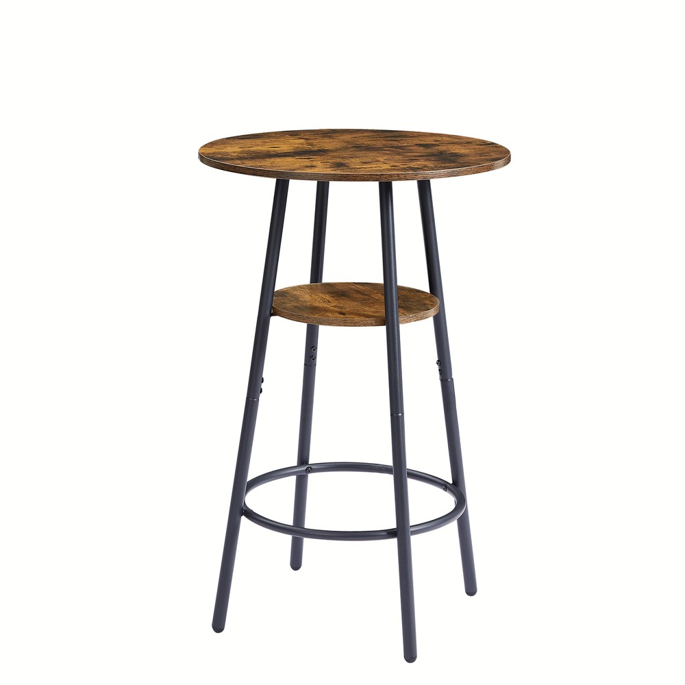 3 Piece Bar Table Set Counter Height Kitchen Pub Table w/ 2 Upholstered Stool US