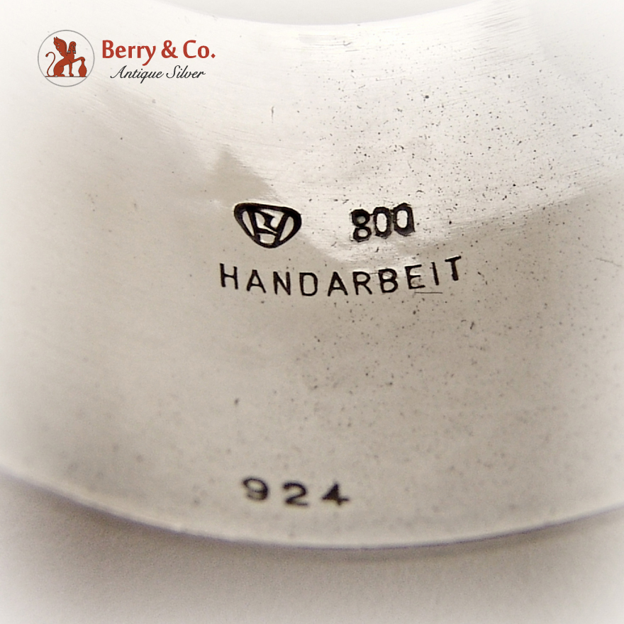 German Oval Napkin Ring Handwork 800 Silver 1930