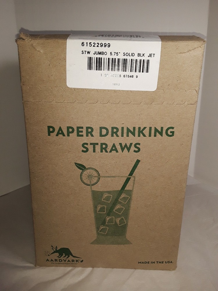 875 Pack Black Paper Straws - Biodegradble Dye-Free Solid Premium Bulk Made USA