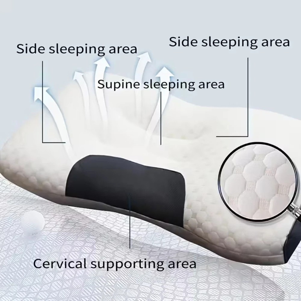 2 PCS ERGONOMIC NECK PILLOW HELP MASSAGE, SOFT, ADJUSTABLE SLEEPING 100%