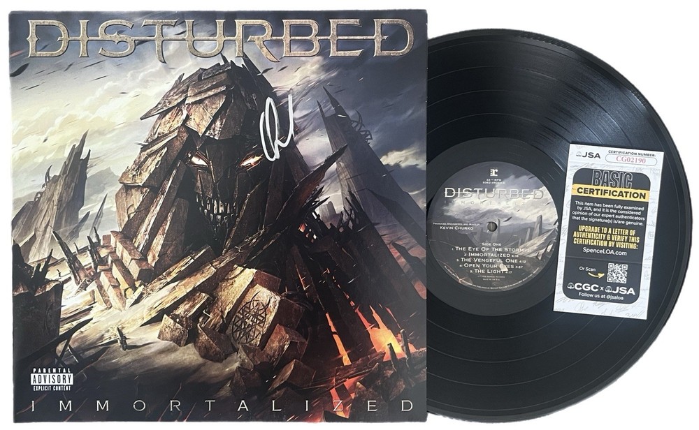 DAVID DRAIMAN DISTURBED SIGNED IMMORTALIZED VINYL RECORD AUTOGRAPHED w/JSA COA!