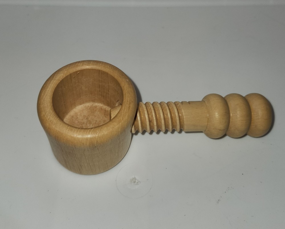 Vintage Wooden Screw Nutcracker Manual Rustic Traditional