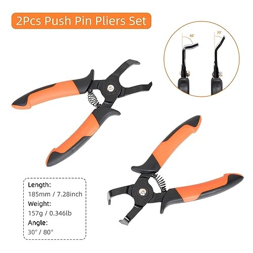 2 PCS Push Pin Pliers Set Auto Panel Clip and Trim Removal Tool Includes 30