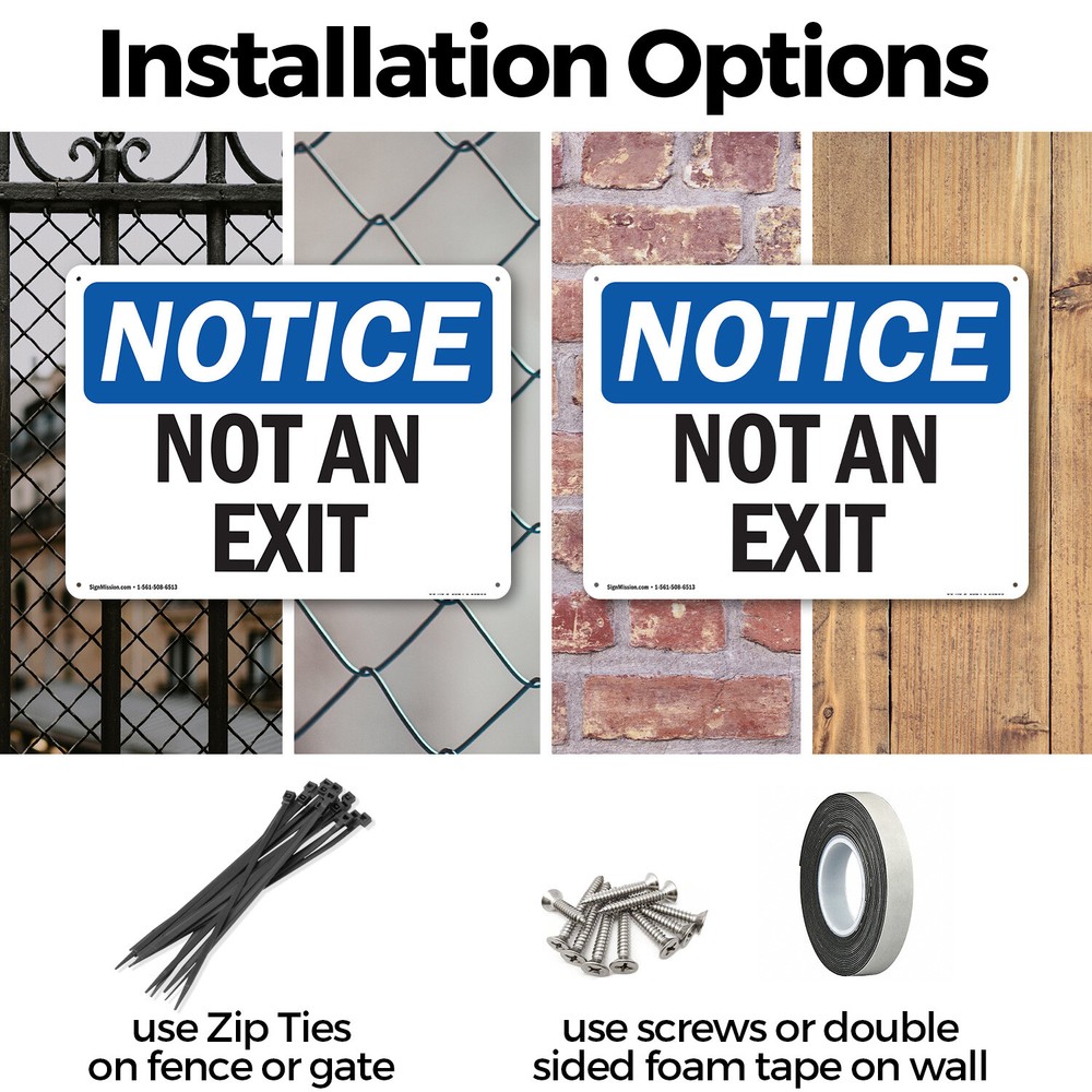 (2 Pack) Not An Exit OSHA Notice Sign Decal Metal Plastic