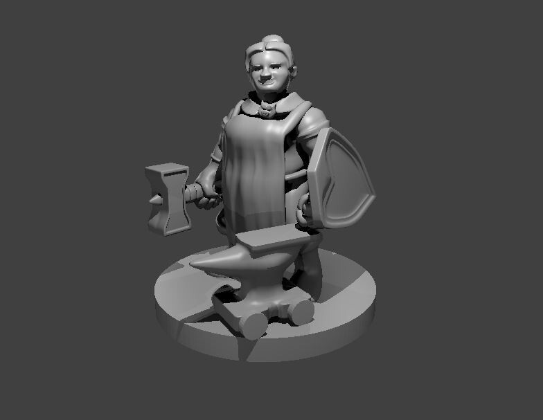 Female Dwarf Blacksmith Commoner NPC 28mm Scale DND D&D Tabletop Mini