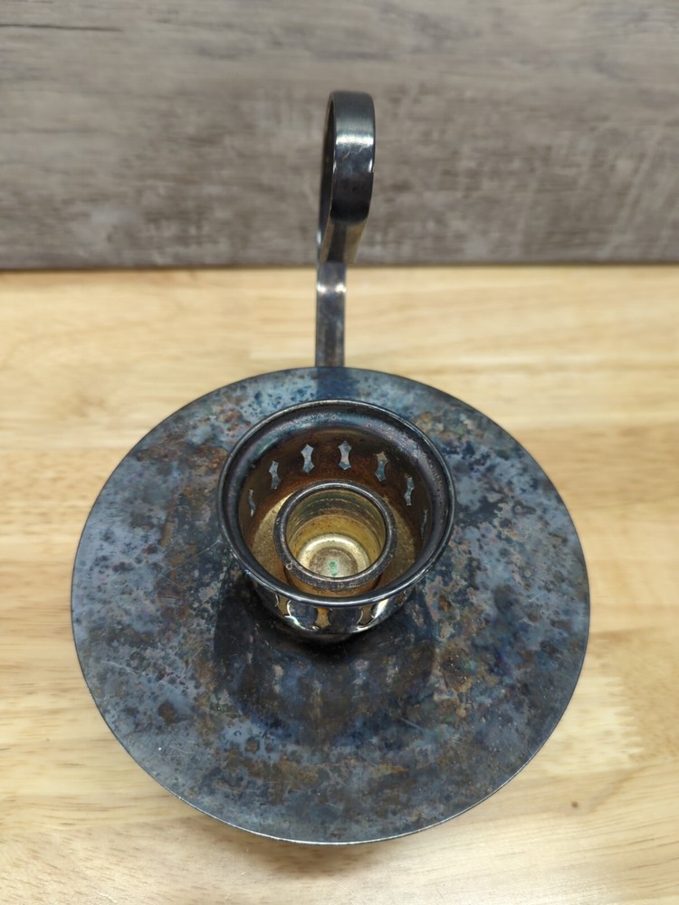 Towel Silver Plate Chamber Candlestick Holder