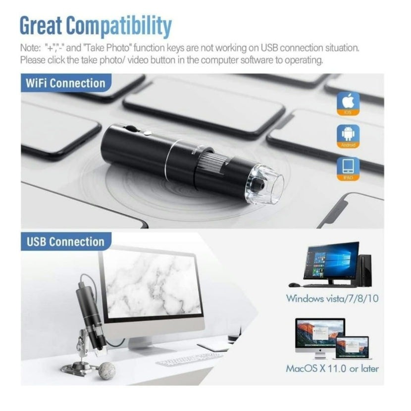 Wireless Digital Microscope, Skybasic 50X-1000X Magnification