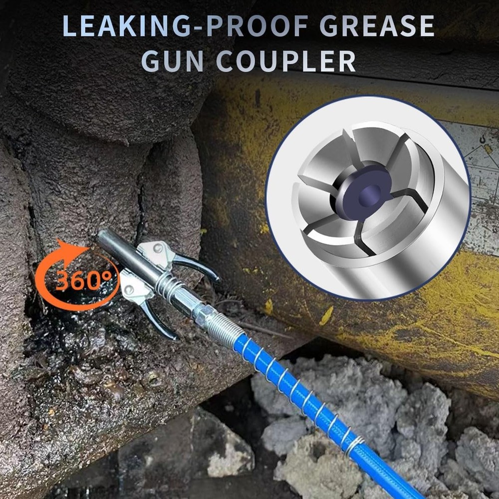 Grease Gun Coupler: Double Handle, High Pressure, Quick Release Lock Oil Nozzles
