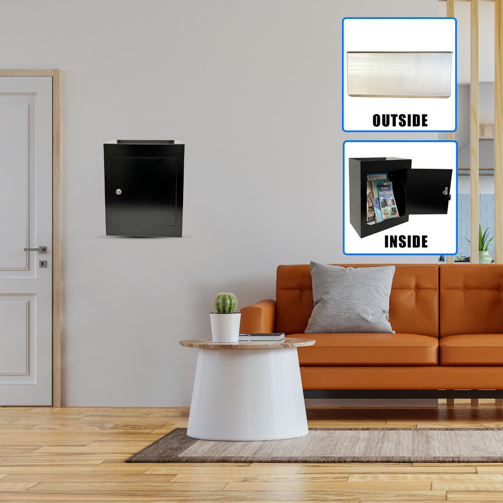 Rainproof Through the Wall Locking Mailbox with 10-Inch Adjustable Chute