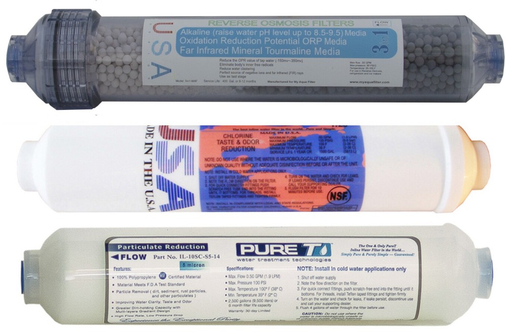 3pcs portable Reverse Osmosis RO replacement filter set,sediment,T28 & Alkaline