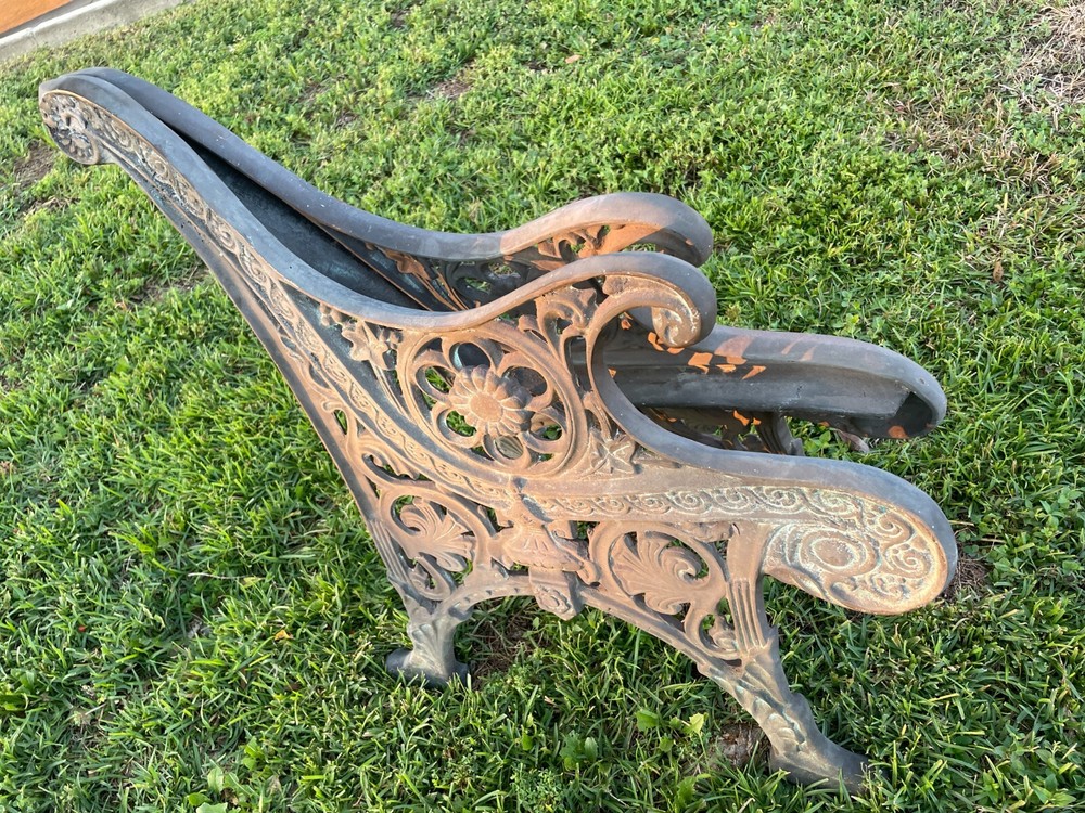 Vintage Solid Brass Bench Ends One Pair