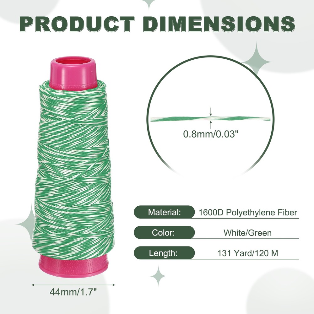 Archery Bow String Serving Thread Bowstring Thread 1600D & White/Green