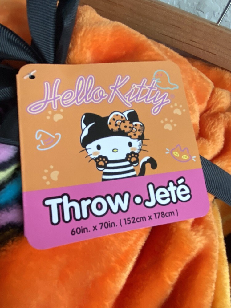 2 Pack Hello Kitty Halloween Throw Blankets Orange Web Pumpkin Pirate Candy Corn