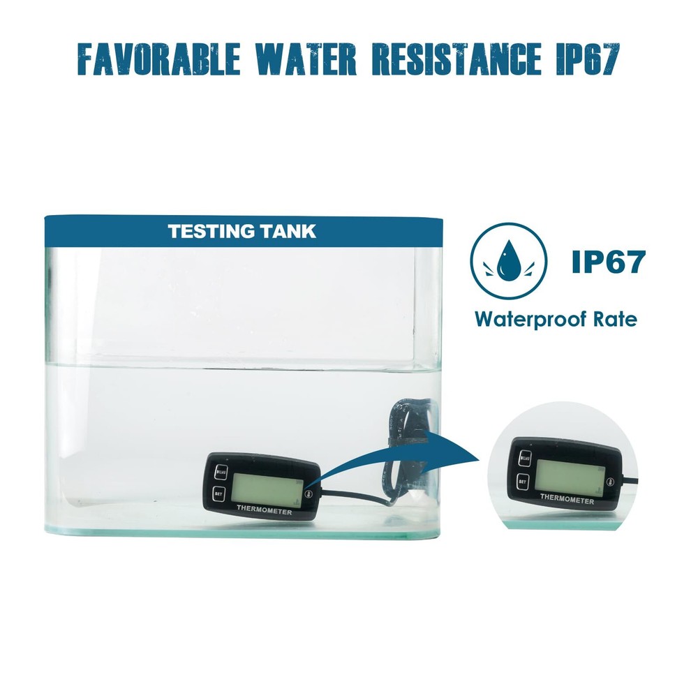 Digital LCD Engine Temperature Display Over Temperature Warning Green Backlight...