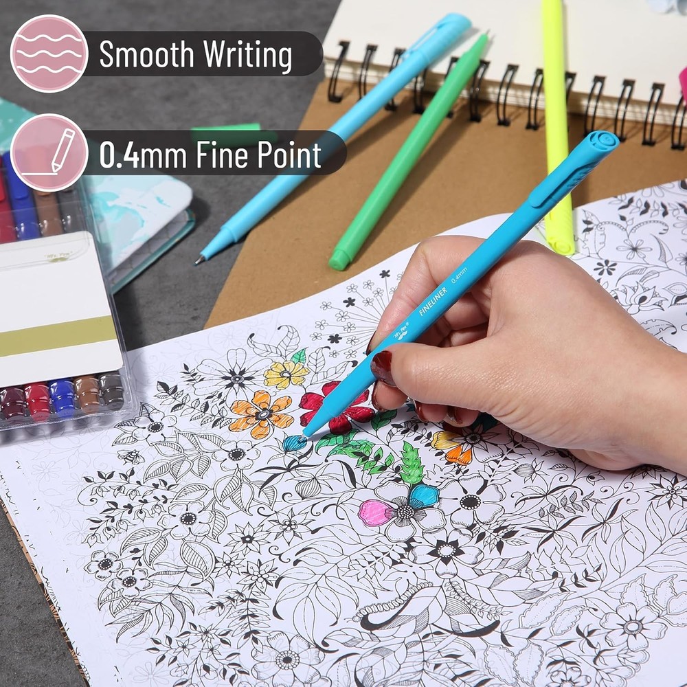 Mr. Pen- Fineliner Pens Colored, 24 Pack, Ergonomic Triangular Colorful...