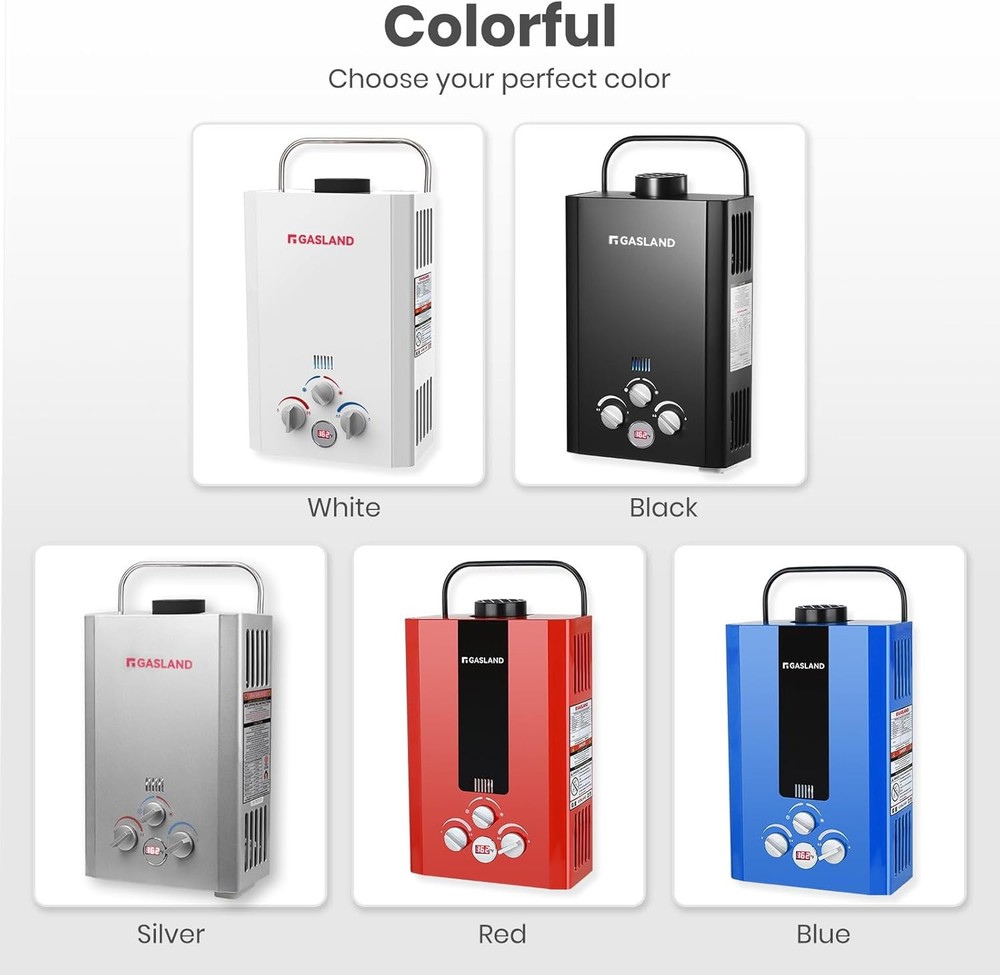 6L Portable Gas Water Heater Smart Mode On Demand Water for RV Cabin Barn Boat